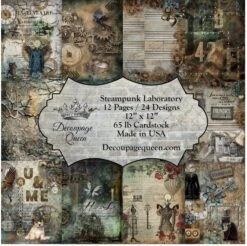 Decoupage Queen - Steampunk Laboratory Scrapbook Set - 12" X 12"