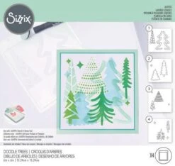 Sizzix Layered Stencils 4PK Doodle Trees